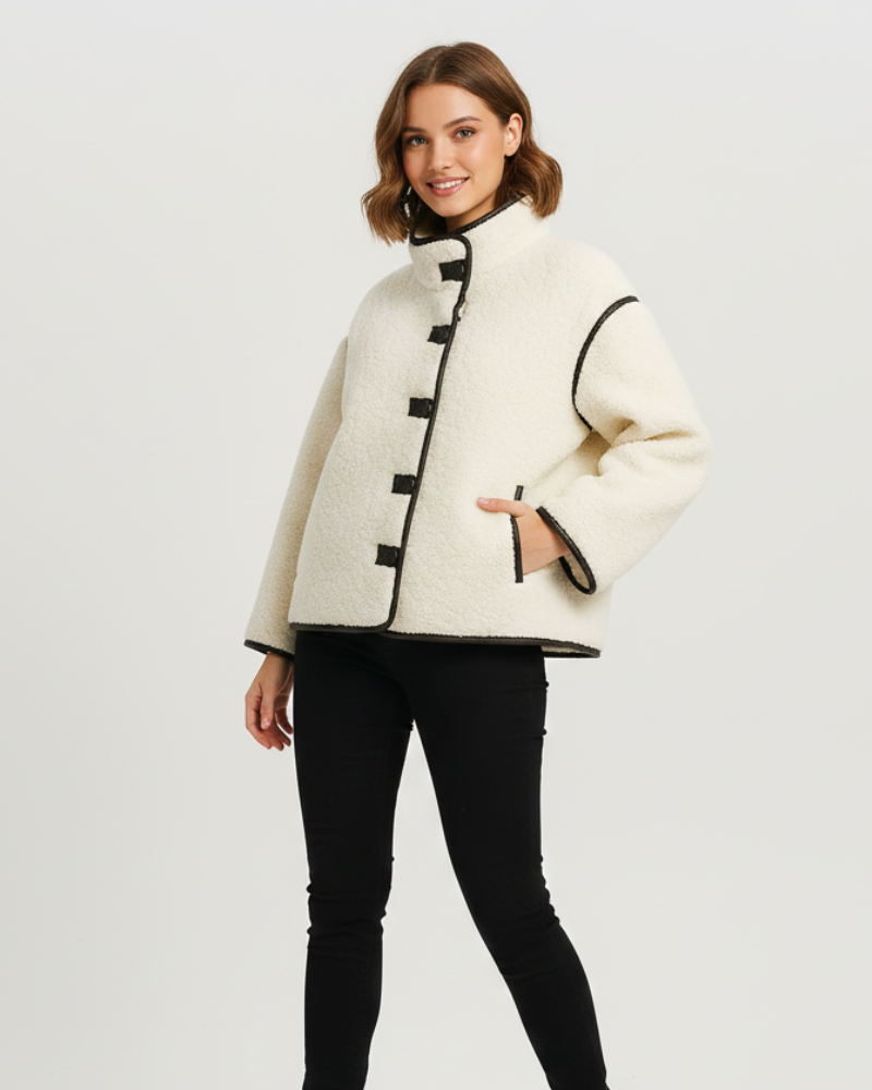 Yllana Jachetă Polară pentru Femei Elegantă – Guler Înalt și Închidere cu Nasturi pentru Toamnă și Iarnă