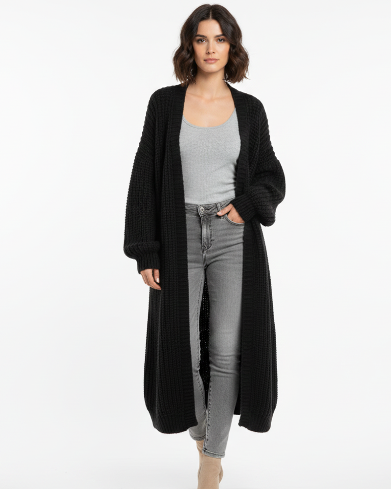 Erca Chaqueta Larga de Punto para Mujer – Cárdigan Amplio Elegante para Primavera, Otoño e Invierno