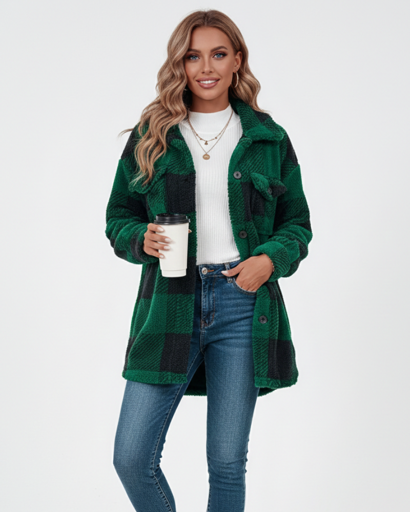 Ariana Ženska Zimska Jakna – Topla i Udobna Jakna od Mekanog Tkanja na Kockice