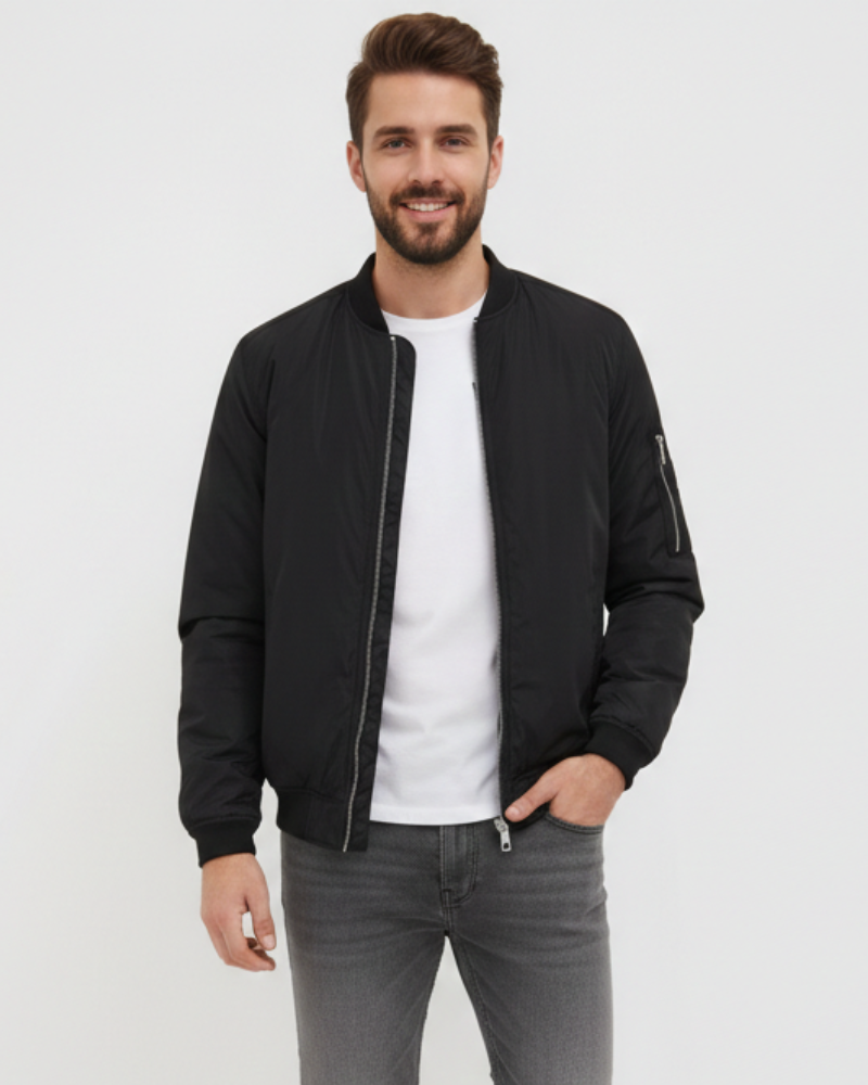 Zenio Bomber Men Essensio – Lightweight Water-Repellent Jacket with Zip & Ribbed Finishes