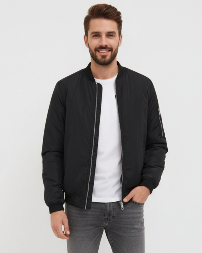 Zenio Bomber Men Essensio – Lightweight Water-Repellent Jacket with Zip & Ribbed Finishes