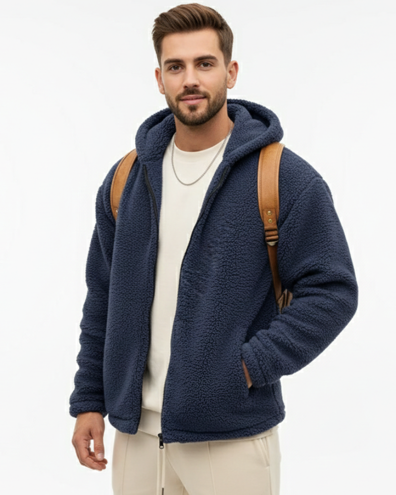 Lucio Veste Teddy Muškarac – Topli runasti s kapuljačom, zatvaračem na patent i sigurnim džepovima