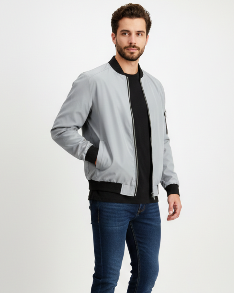 Zenio Bomber Men Essensio – Lightweight Water-Repellent Jacket with Zip & Ribbed Finishes