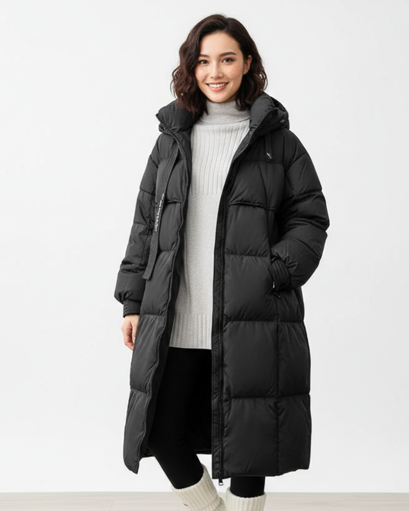 Laura Parka Longue Femme – Manteau Chaud avec Capuche Coupe Relax & Silhouette Droite