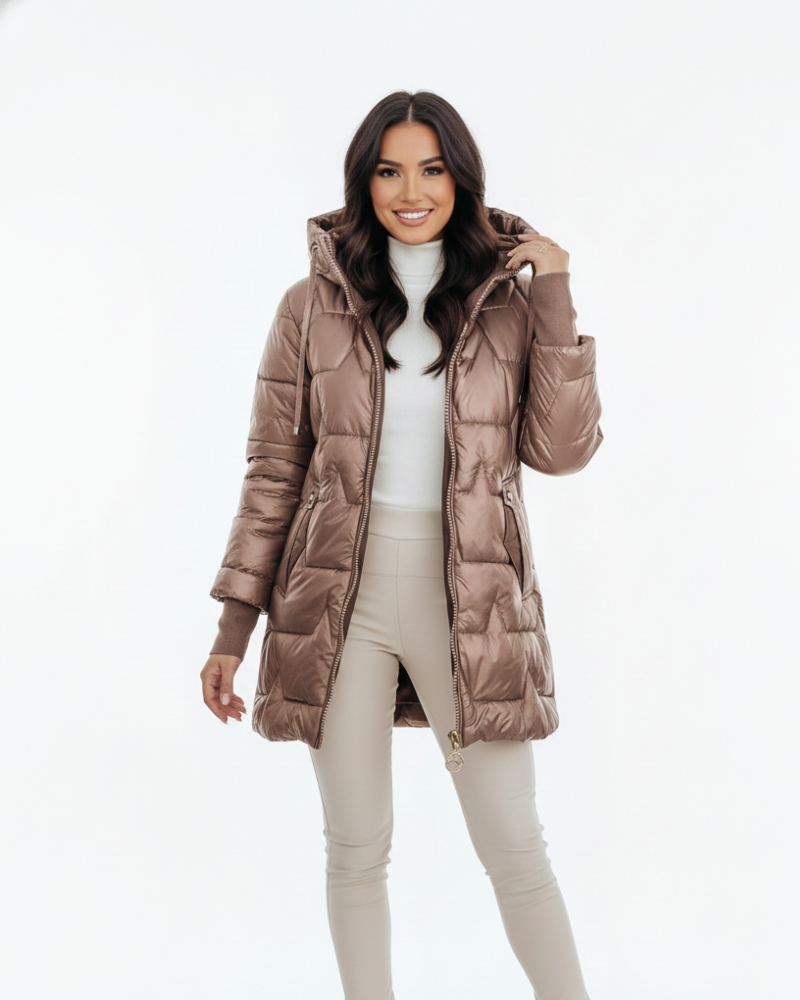 Charlie Geacă de Iarnă pentru Femei – Jachetă Elegantă cu Glugă, Buzunare și Închidere cu Nasturi