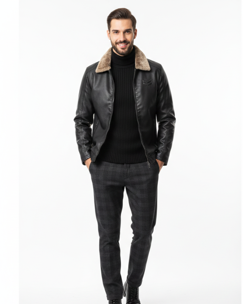 Jarlo Kurtka Skórzana Męska – Krój Klasyczny, Izolacja Termiczna i Ochrona Przed Wiatrem