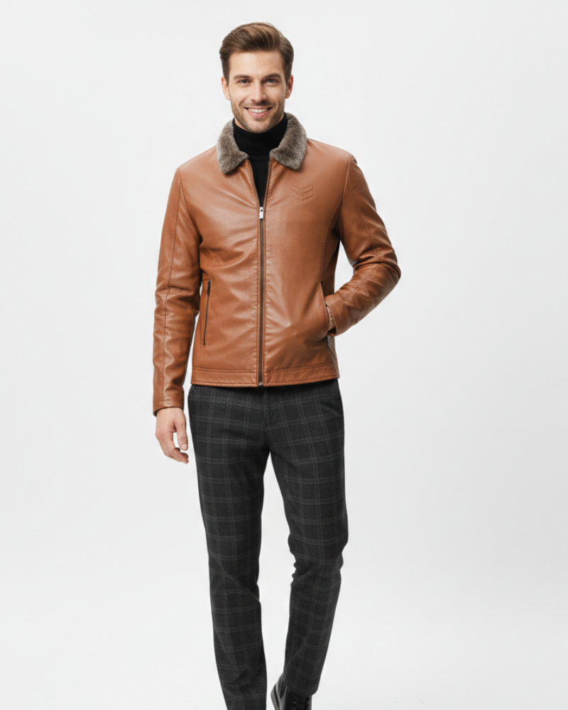 Jarlo Kurtka Skórzana Męska – Krój Klasyczny, Izolacja Termiczna i Ochrona Przed Wiatrem