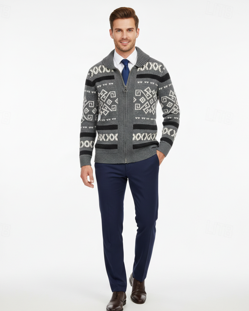 Colete com Fecho para Homem em Lã – Malha Quente, Corte Elegante e Gola Clássica