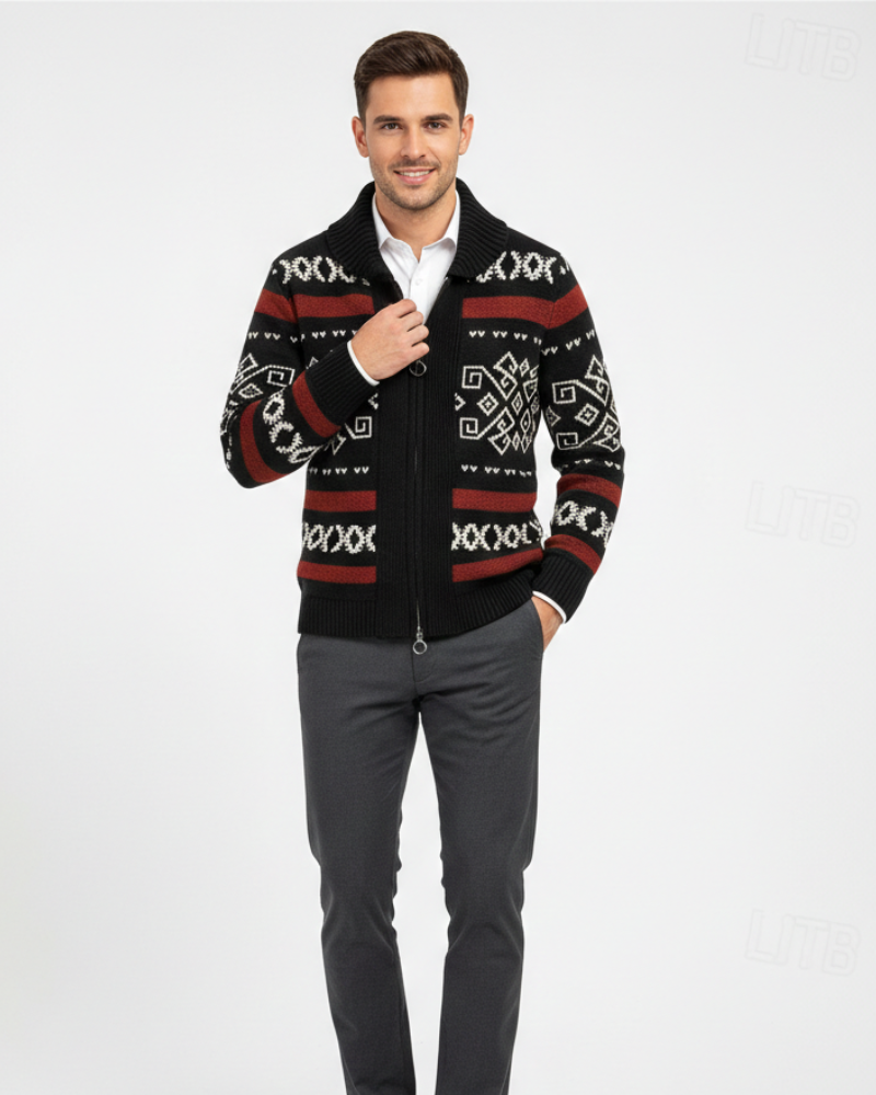 Colete com Fecho para Homem em Lã – Malha Quente, Corte Elegante e Gola Clássica