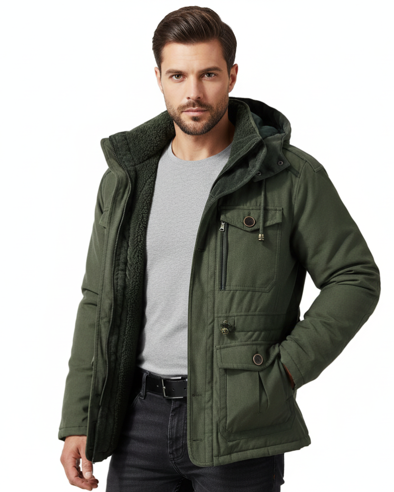 Ivan Parka Zimska Muška – Jakna s Kapuljačom Vojnog Stila s Velikim Džepovima