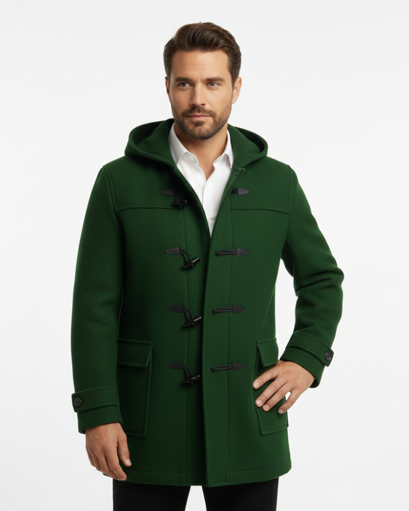 Joen Trench Long Homme – Manteau Scandinave à Capuche avec Boutons en Corne & Style Rétro