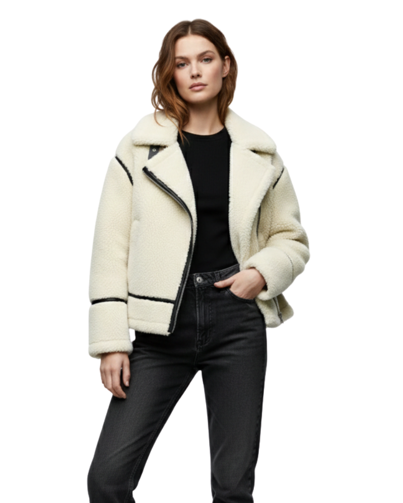 Aurora Manteau Teddy Damski – Miękka Beżowa Kurtka z Luźnym Krojem i Komfortowym Stylem