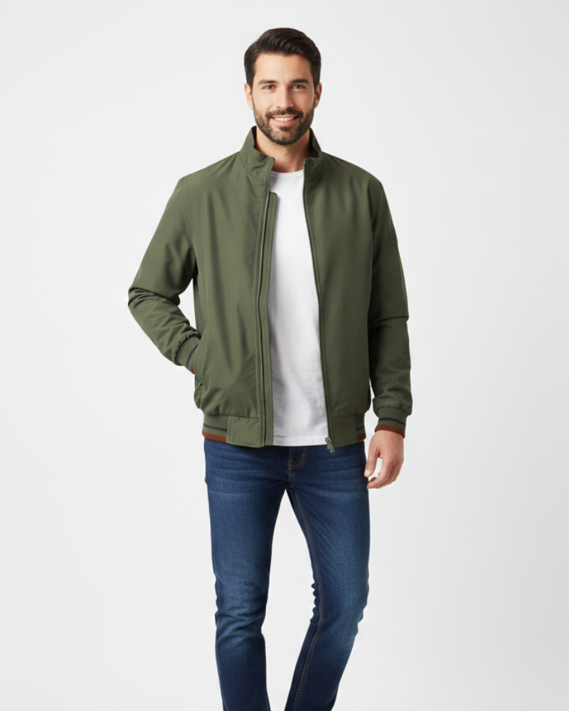 Caspian Veste Légère Homme – Fermeture Zippée, Détails Contrastés & Style Urbain