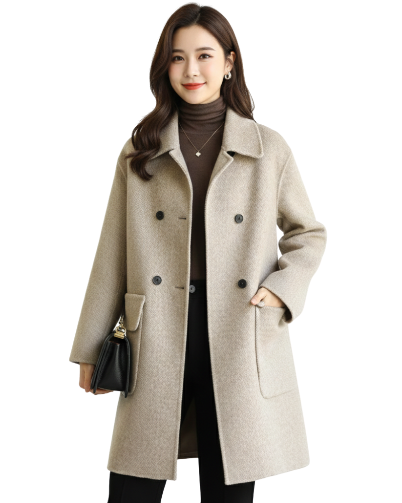 Amanda Manteau Mi-Long Femme Cintré – Élégance Intemporelle & Confort Coupe-Vent