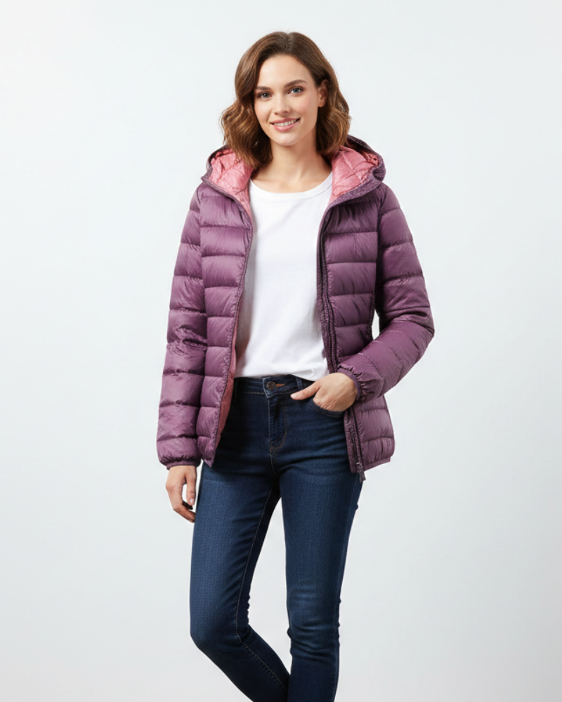 Baylor Licht Gewatteerd Damesjack – Ingebouwde Kap, Waterafstotend & Compacte Warmte