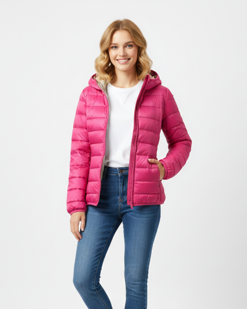 Baylor Licht Gewatteerd Damesjack – Ingebouwde Kap, Waterafstotend & Compacte Warmte