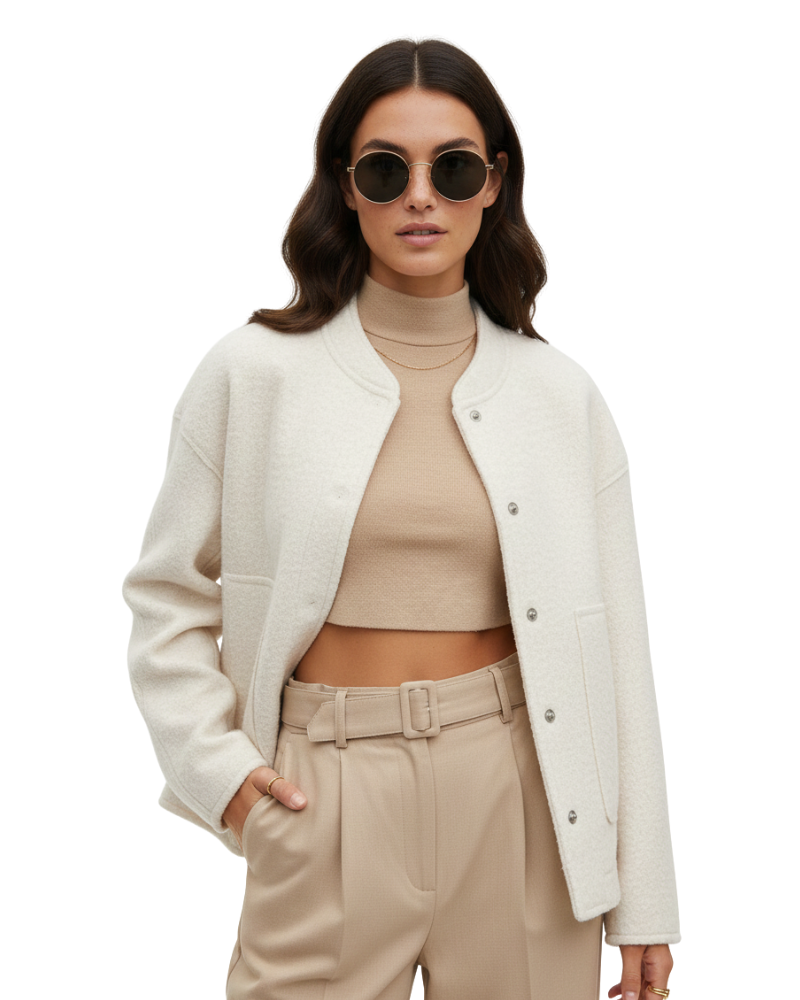 Norlyn Bomber Oversize Donna – Giacca alla Moda con Collo Alto, Chiusura Nascosta e Taglio Ampio