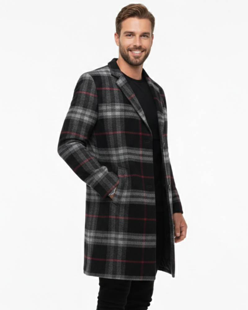 Donny Veste Uomo Elegante – Cappotto con Motivo Unico e Chiusura con Bottoni