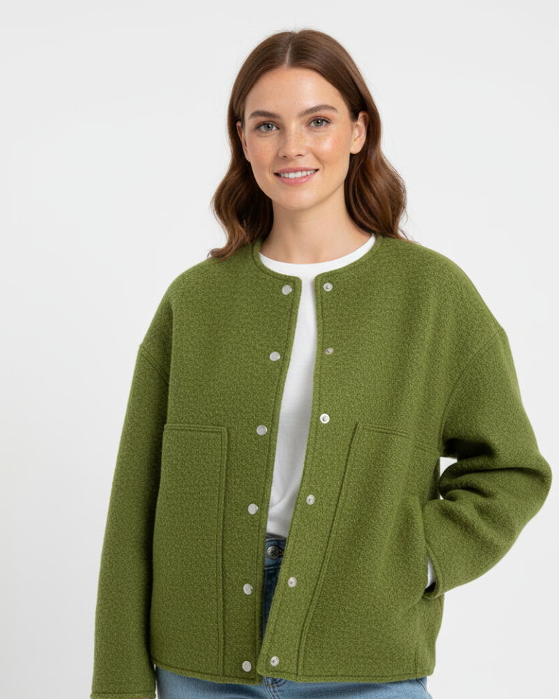 Norlyn Bomber Oversize Donna – Giacca alla Moda con Collo Alto, Chiusura Nascosta e Taglio Ampio