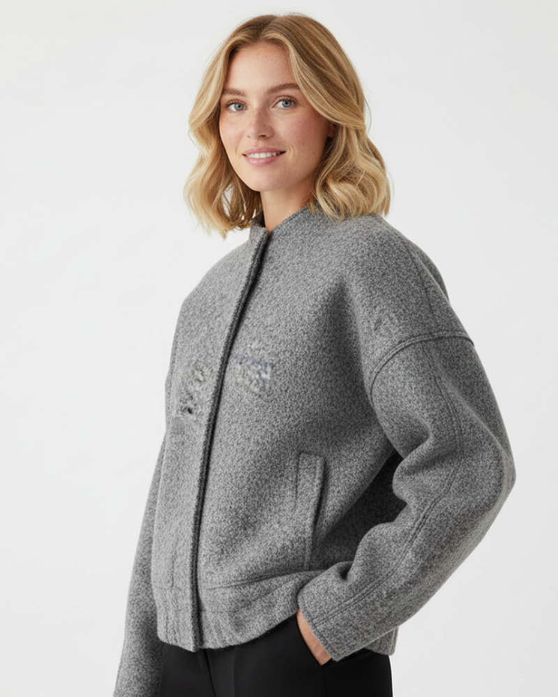 Norlyn Bomber Oversize Donna – Giacca alla Moda con Collo Alto, Chiusura Nascosta e Taglio Ampio