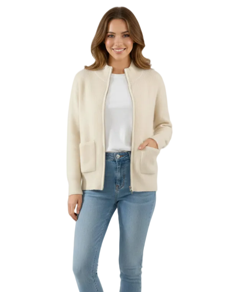 Milar Women's Merino Wool Vest – Straight Zip Cardigan with Patch Pockets