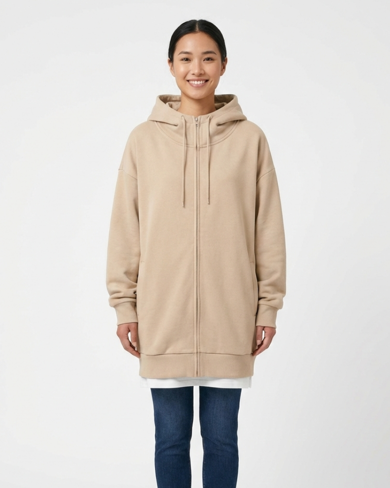 Remily Oversize Hættetrøje til Kvinder med Lynlås – Varm Hoodie med Hætte & Komfortabel Pasform