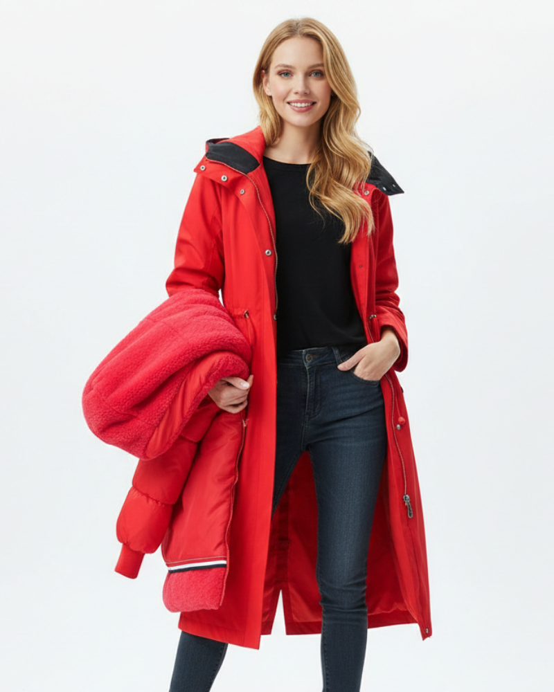 Bellamy Naisten Sateenpitävä Takki – Pitkä Huppu, Irrotettava Vuori & Kaikkien Vuodenaikojen Suojaus