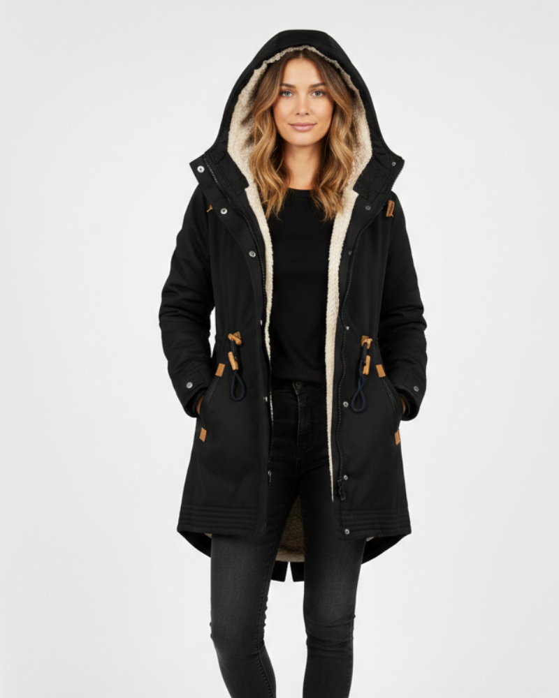 Blaire Płaszcz Damski – Ciepła Podszewka, Funkcjonalny Kaptur i Elegancki Krój Zimowy