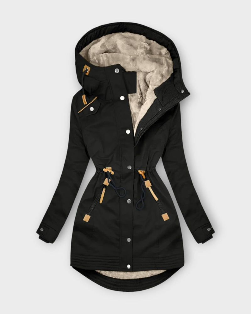 Blaire Damefrakke – Varm Foring, Praktisk Hætte & Elegant Vinterpasform