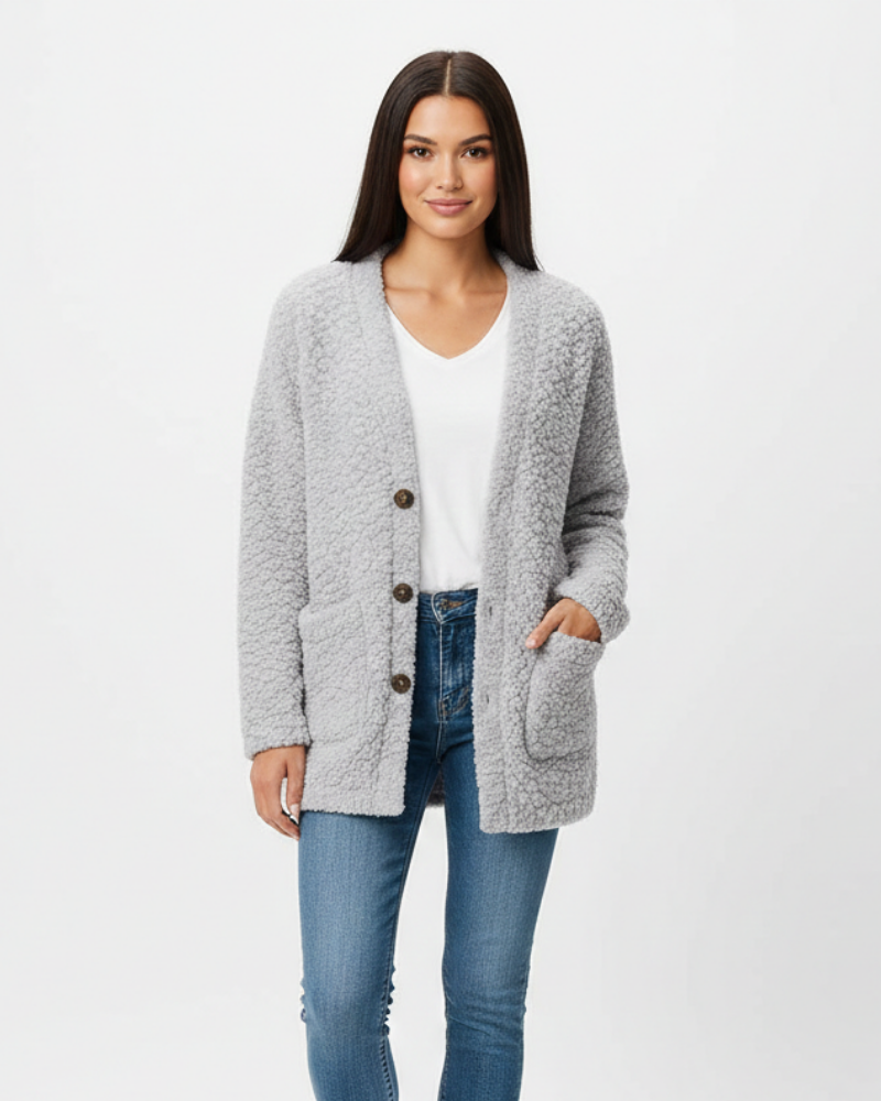 Milas Dame Plysvest – Blød Casual Vest med Lommer og Afslappet Pasform