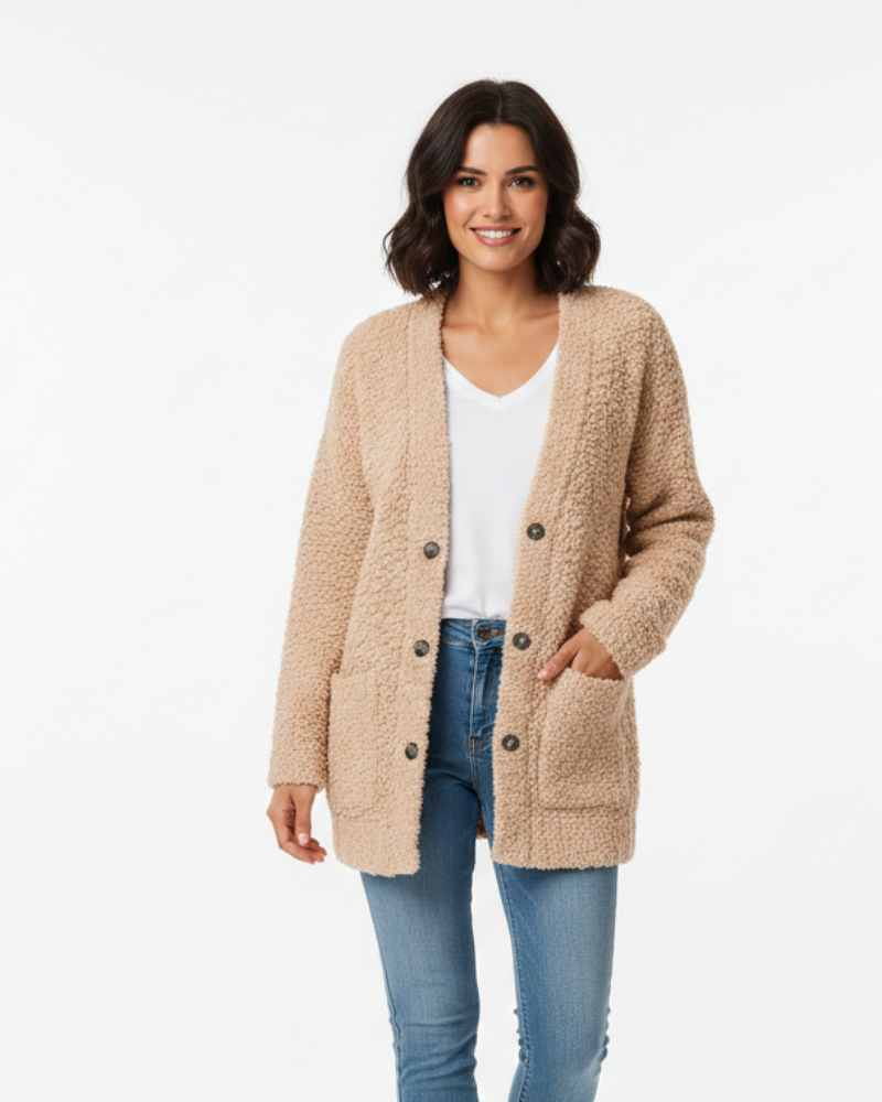 Milas Dame Plysvest – Blød Casual Vest med Lommer og Afslappet Pasform