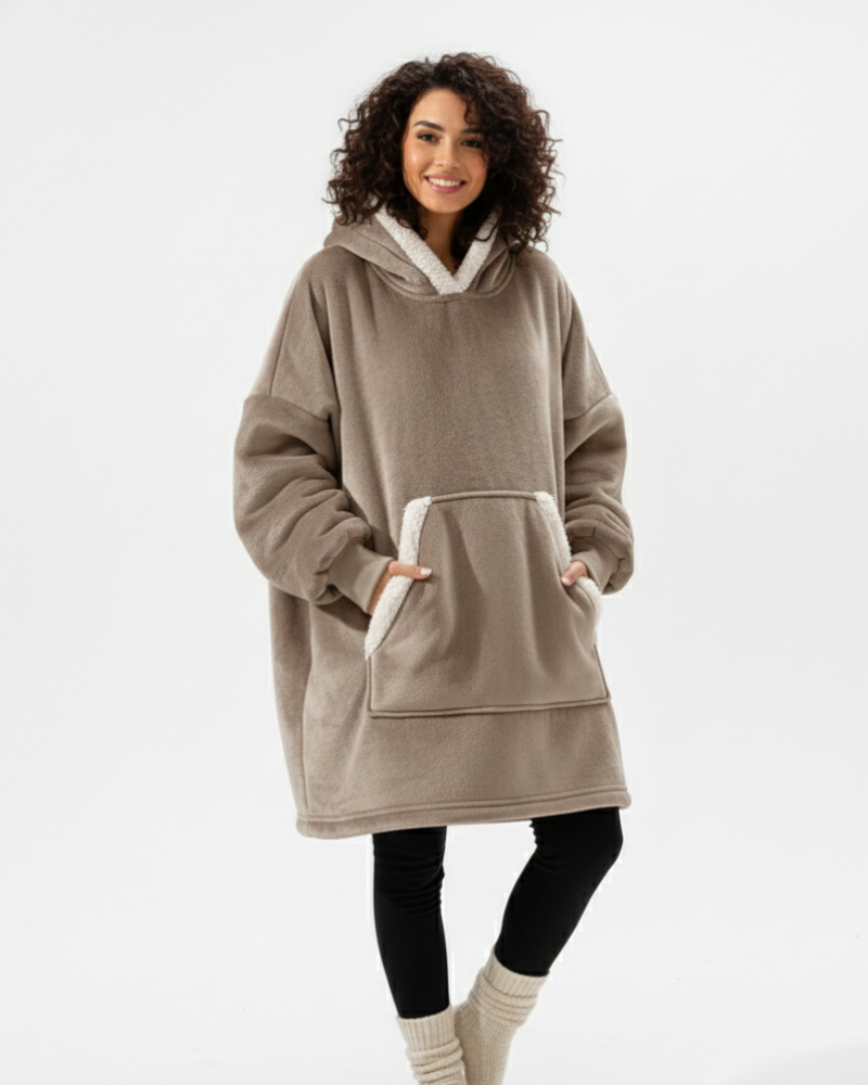 Olla Hoodie Lange Dames – Losse Hoodie met Voorzak, Casual Stijl