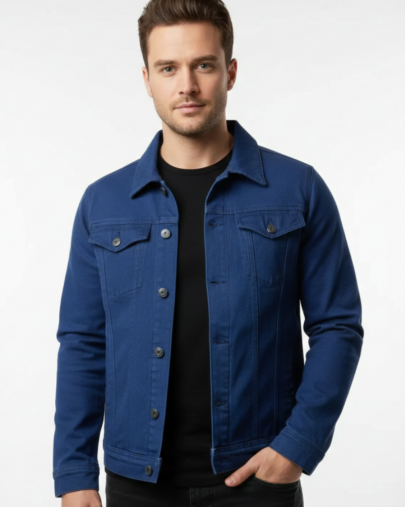 Zivex Chaqueta de Jean para Hombre – Denim Clásico de Algodón con Botones y Bolsillos en el Pecho