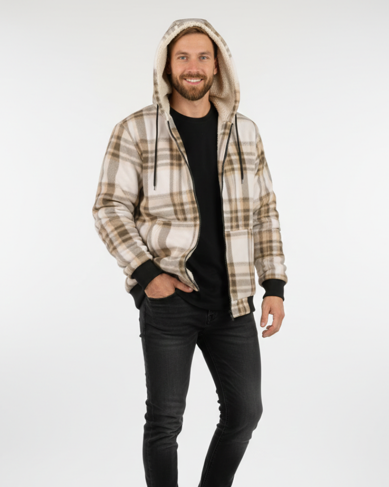 Henry Casaco de Inverno para Homem aos Quadrados – Casaco Quente Elegante com Fecho de Botões