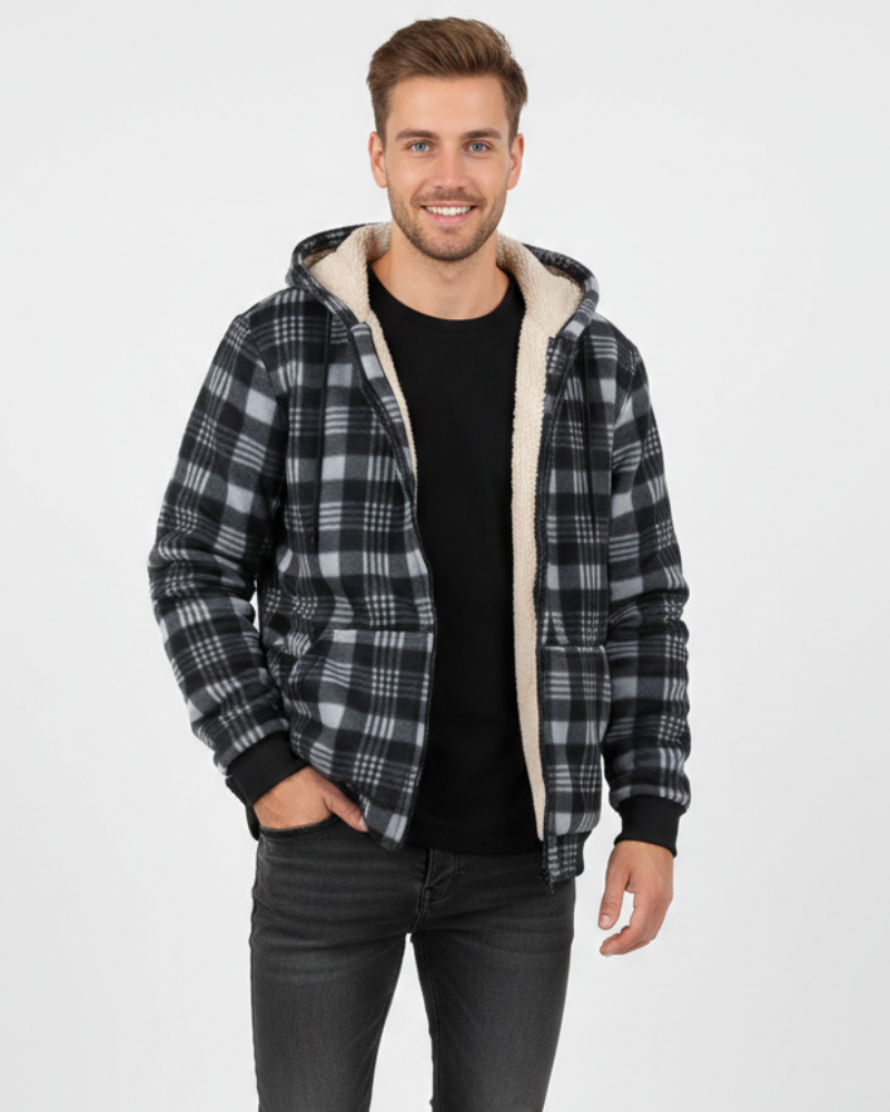 Henry Casaco de Inverno para Homem aos Quadrados – Casaco Quente Elegante com Fecho de Botões