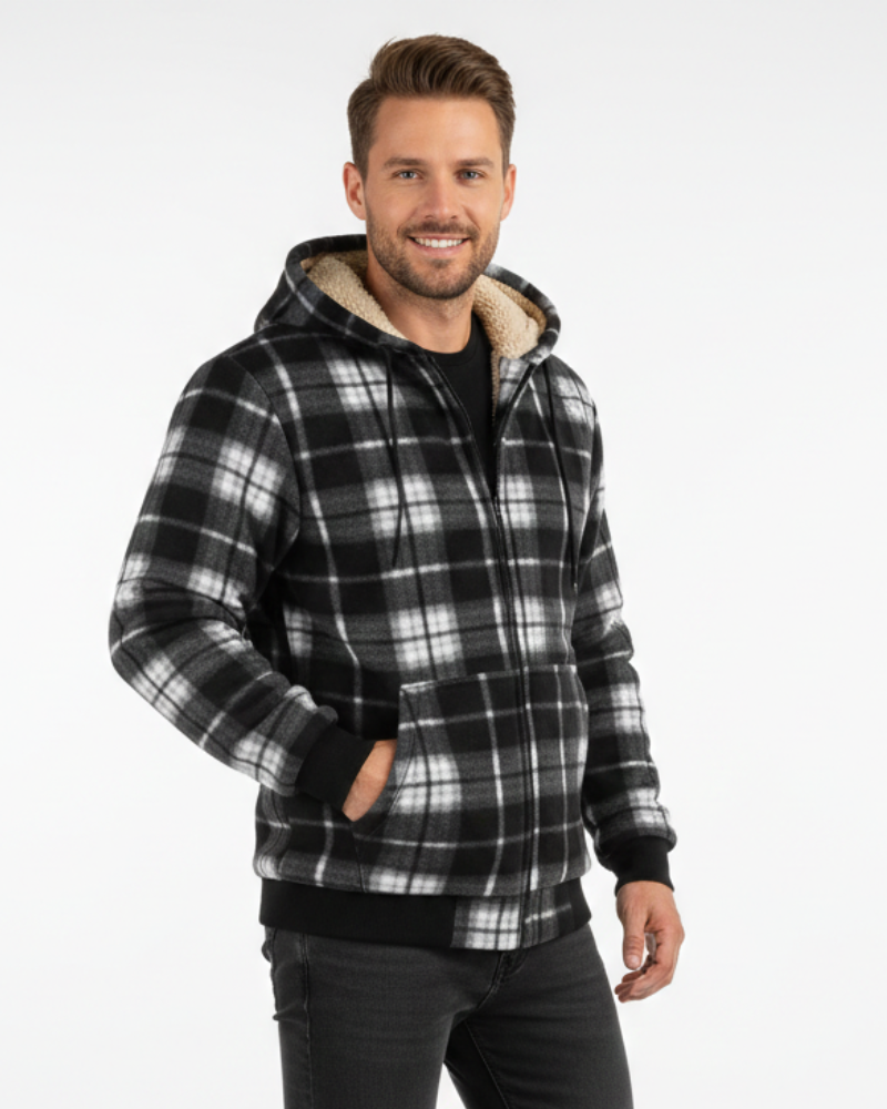 Henry Casaco de Inverno para Homem aos Quadrados – Casaco Quente Elegante com Fecho de Botões