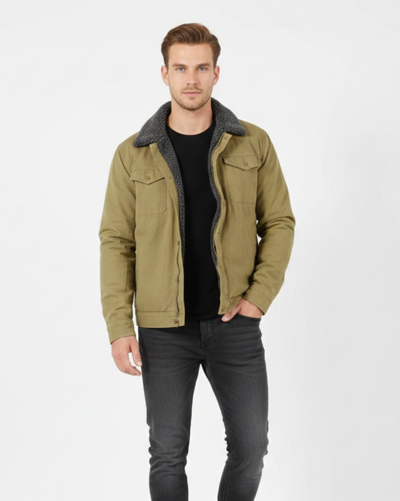 Morgan Kurtka Zimowa Męska – Koszula Kurtka Podszyta Polarem z Kieszeniami i Napami