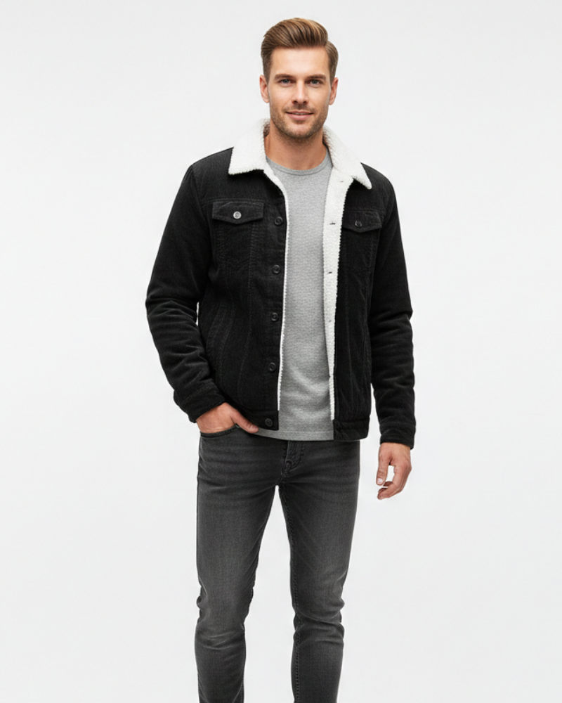 Mason Muška Kamionska Jakna – Somotska Podstava od Šerpe s Ovratnikom od Teddyja i Klasičnim Gumbima