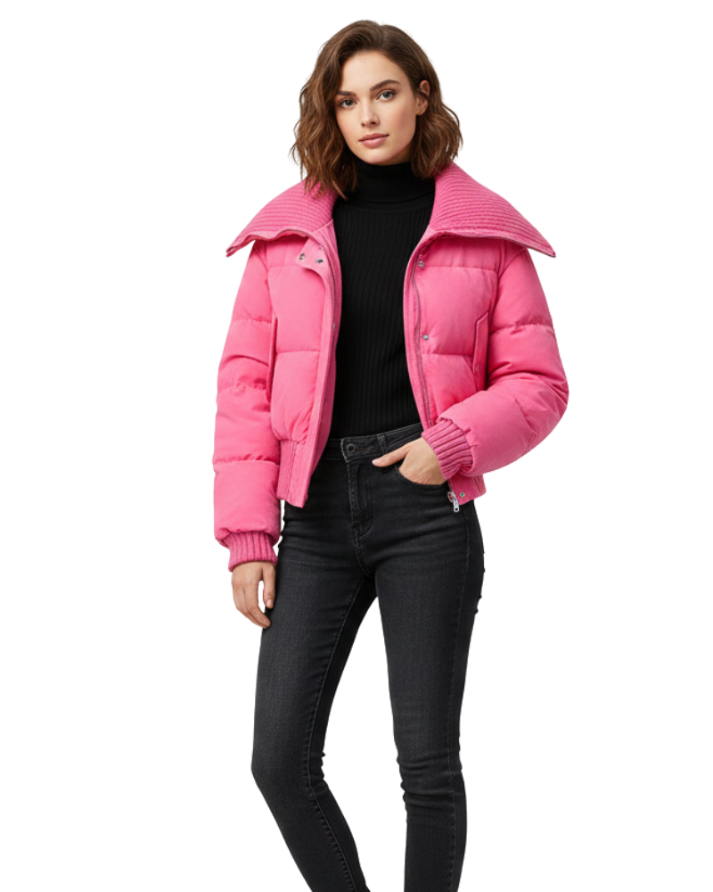 Luna Donsjack Dames Oversize – Licht Gewatteerd Jack met Opstaande Kraag voor Herfst & Winter