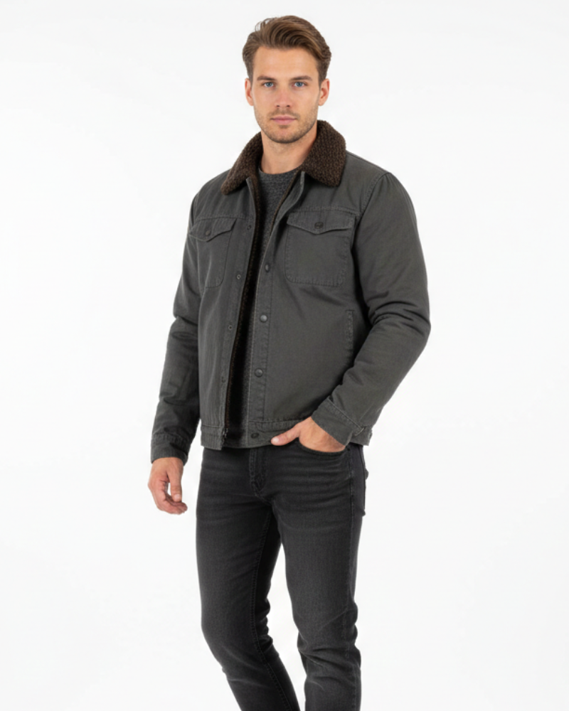 Morgan Kurtka Zimowa Męska – Koszula Kurtka Podszyta Polarem z Kieszeniami i Napami