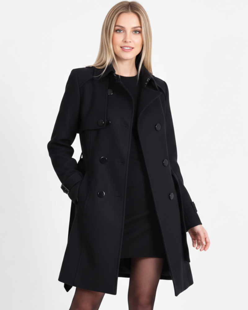 Zafelle Manteau Mi-Long Femme – Manteau en Laine avec Ceinture Élégante pour l’Hiver