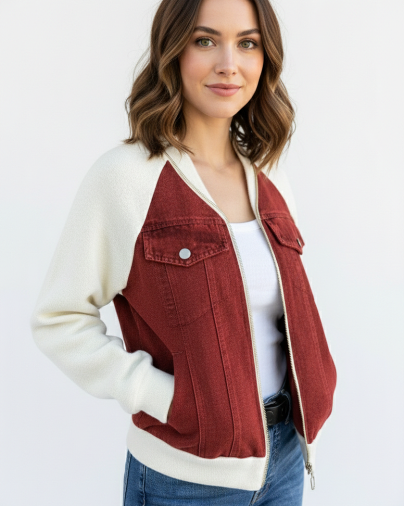 Isabella Autumn Coat for Women – Light and Warm, V-Neck & Modern Zipper