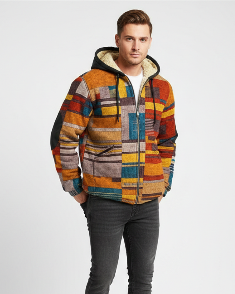 Jameson Kamizelka Patchwork Męska – Bluza Polarowa z Kapturem o Komfortowym Kroju i Miejskim Stylu