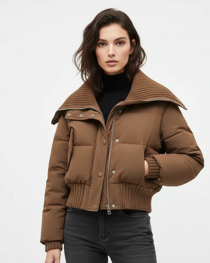 Luna Donsjack Dames Oversize – Licht Gewatteerd Jack met Opstaande Kraag voor Herfst & Winter