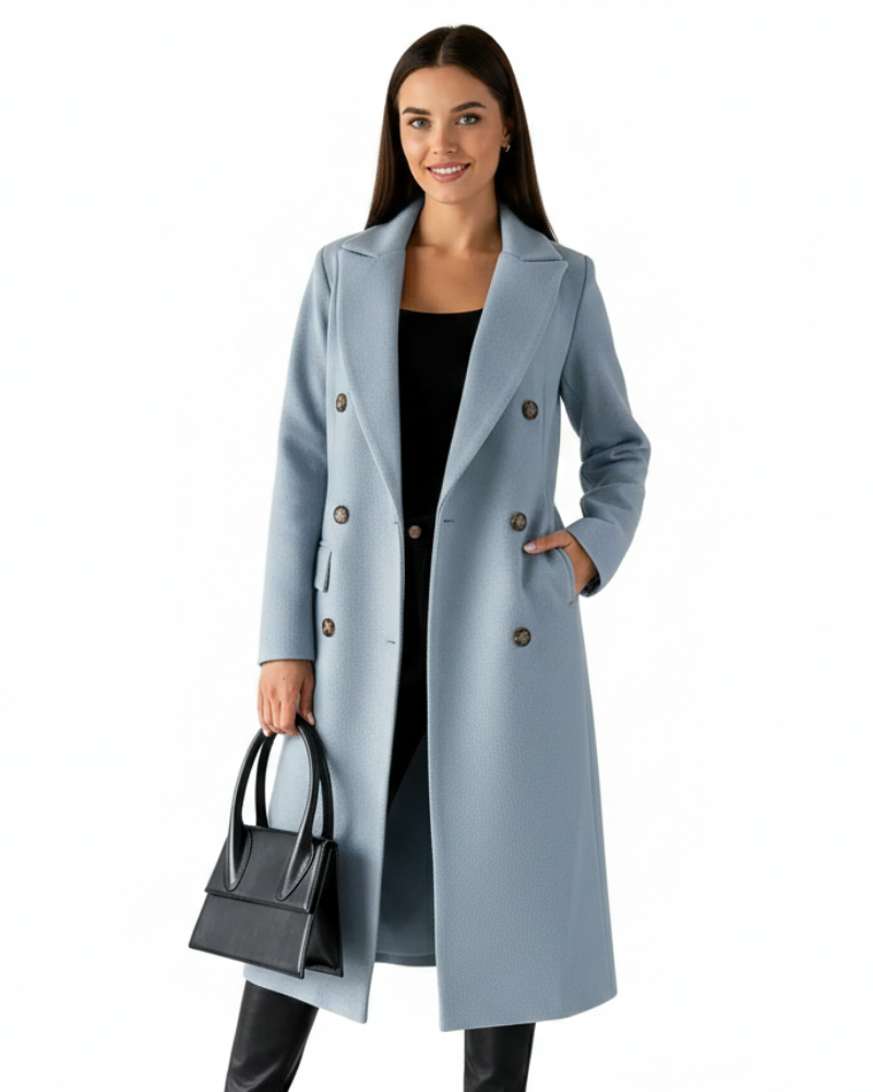 Zivory Palton Lung pentru Femei Elegant – Croială Rafinate cu Închidere cu Nasturi
