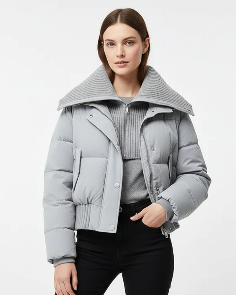 Luna Donsjack Dames Oversize – Licht Gewatteerd Jack met Opstaande Kraag voor Herfst & Winter