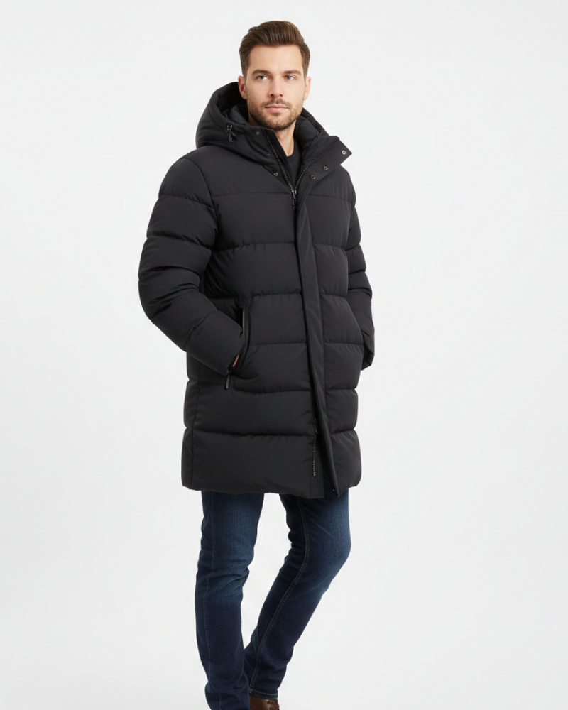 Arlo Manteau Puffer Long Homme – Doudoune Hiver Chaude avec Capuche & Coupe Protectrice