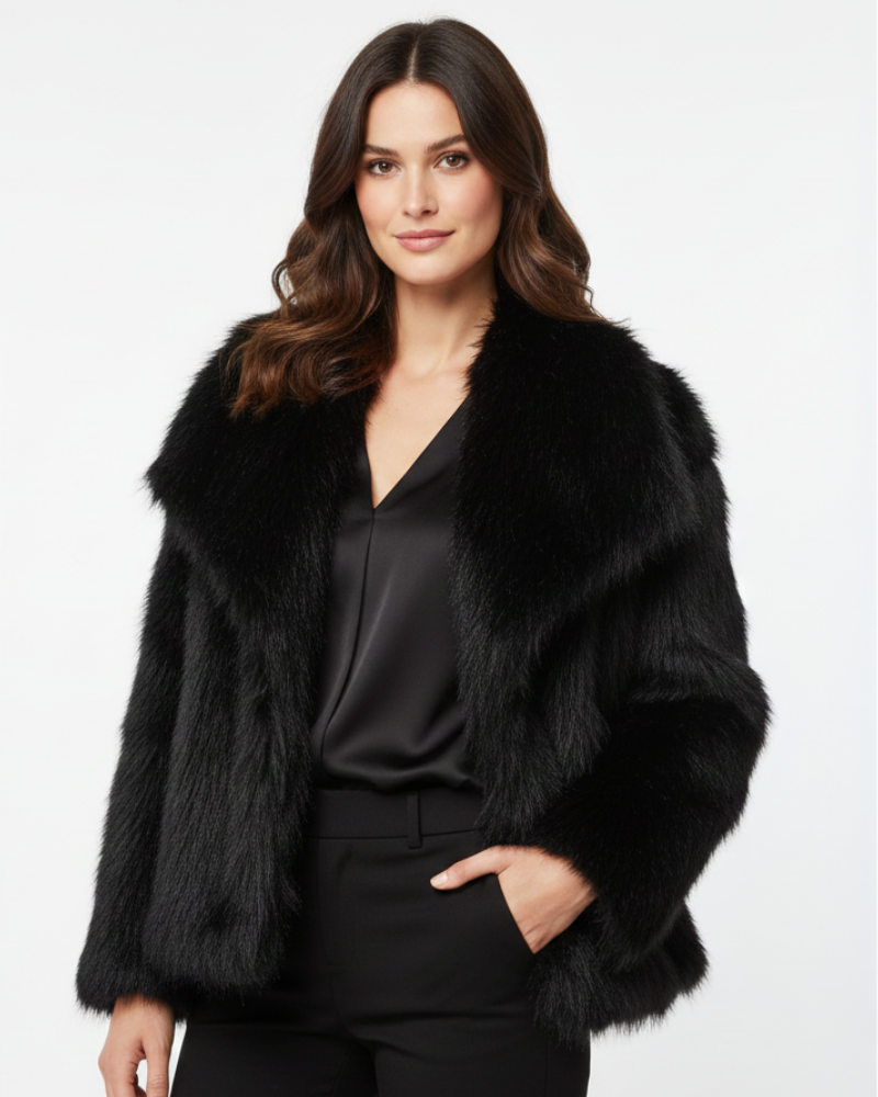 Julien Manteau Faux-Fur Femme – Veste Hiver Douce & Chaude avec Coupe Décontractée Élégante