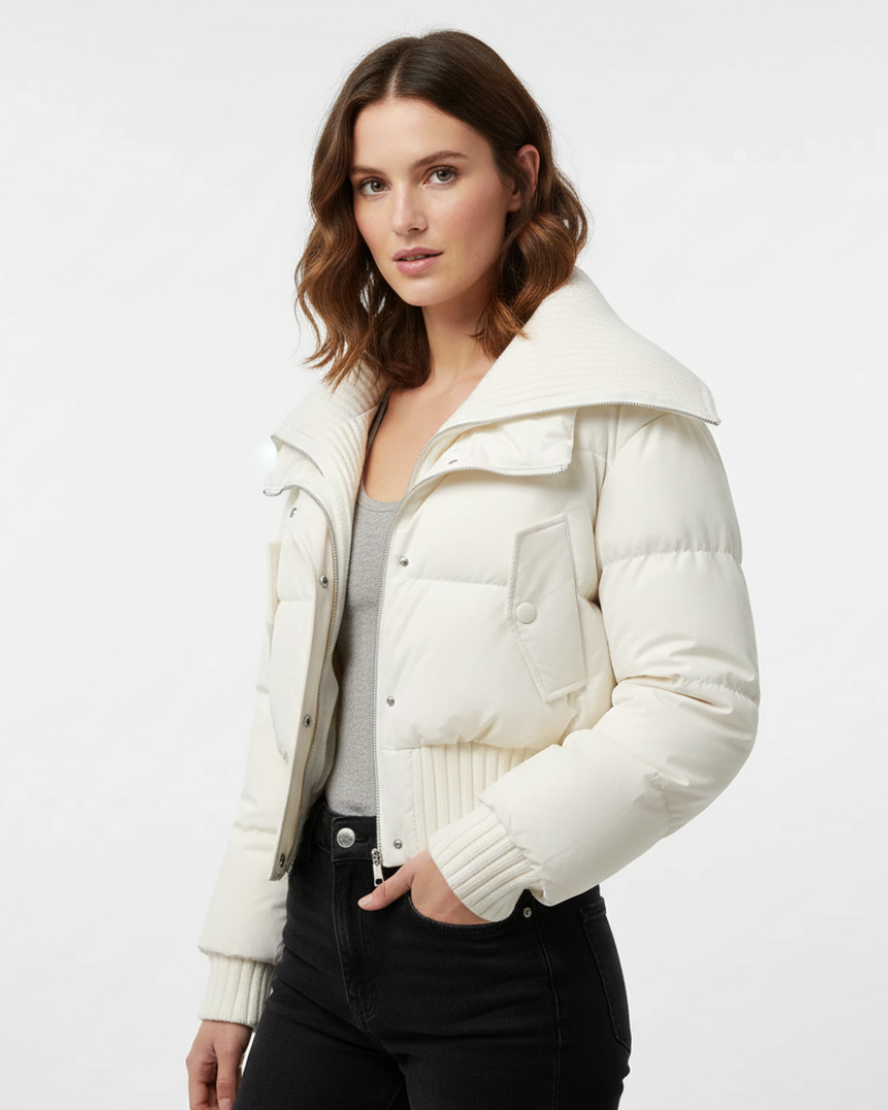 Luna Donsjack Dames Oversize – Licht Gewatteerd Jack met Opstaande Kraag voor Herfst & Winter