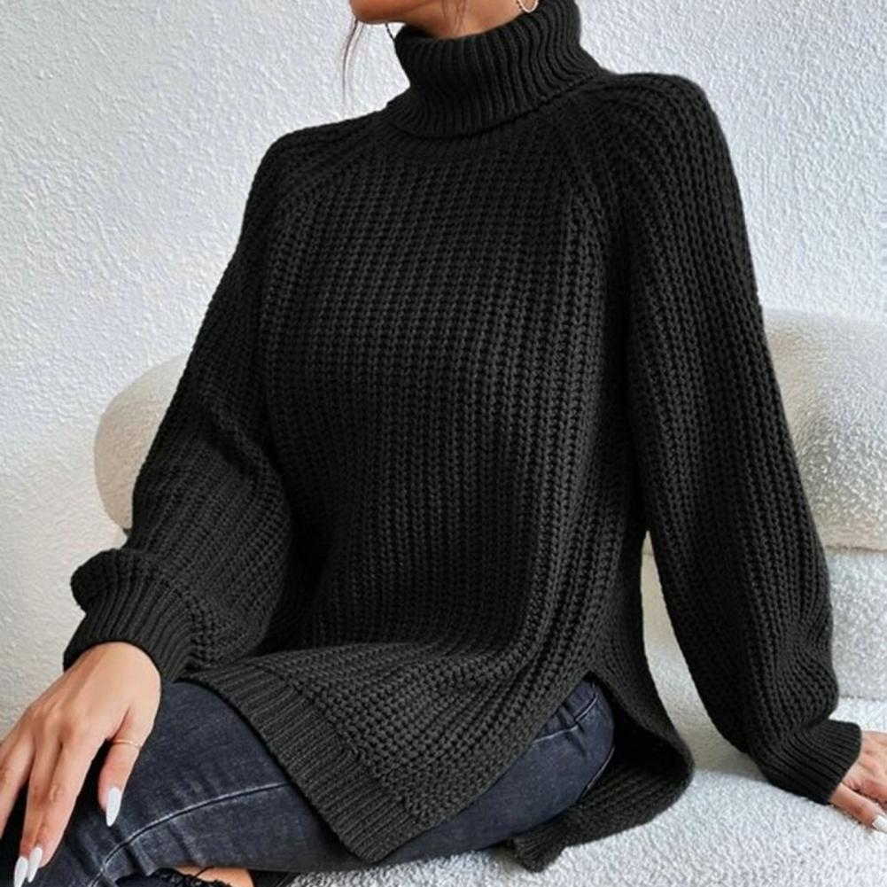 Ashley Pull à Col Roulé en Maille pour Femme – Halenka na zimu měkká a teplá s širokými rukávy